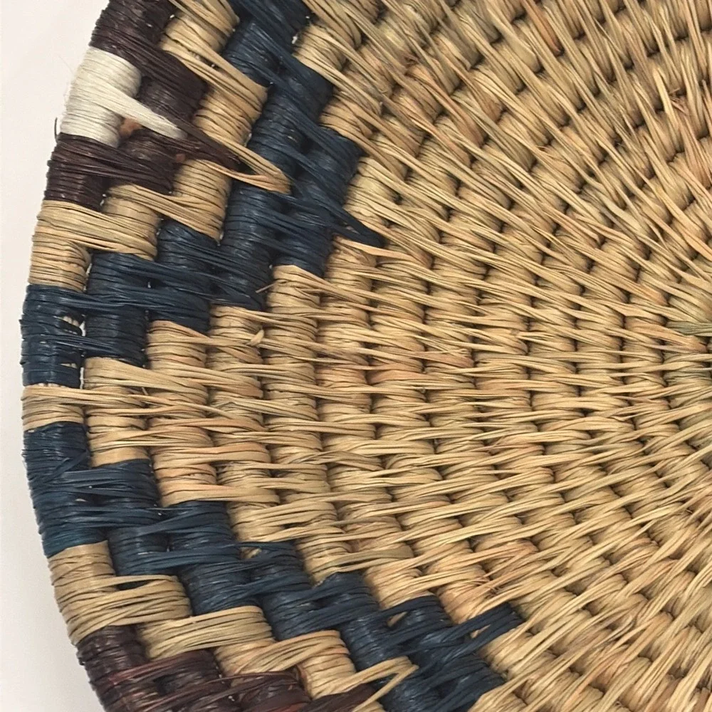 Handwoven Coiled‎ Basket Southwestern Tribal Pattern Decorative Tray 9